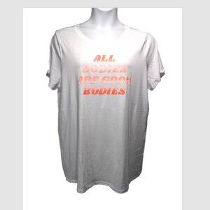 NWOT Torrid All Bodies Are Good Bodies Classic Fit Crew Neck Tee White 3X